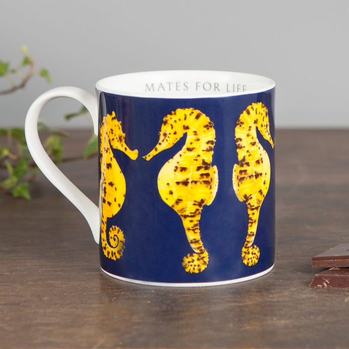Large Bone China Seahorse Mug-Lucy Coggle