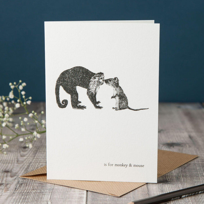 M is for Monkey & Mouse Card-Lucy Coggle