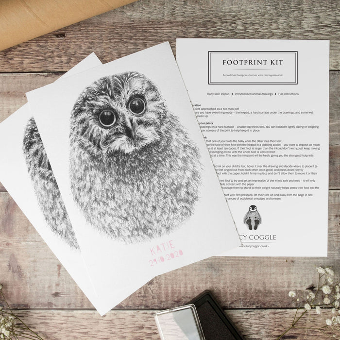 Personalised Baby Owl Footprint Kit