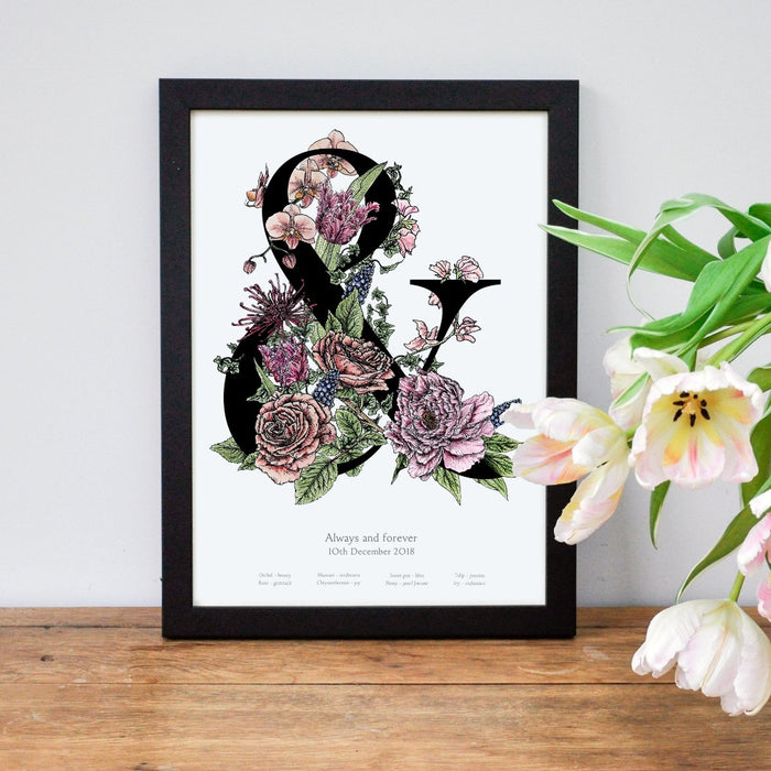 Ampersand & Abundance personalised botanical flower print