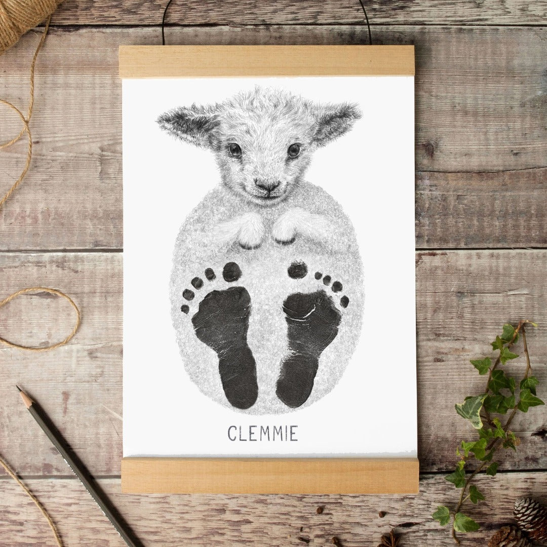 Personalised Baby Lamb Footprint Kit Lucy Coggle