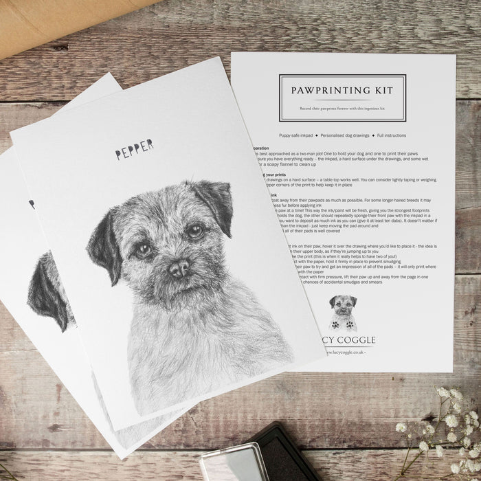 Personalised Border Terrier Paw Print Keepsake Kit
