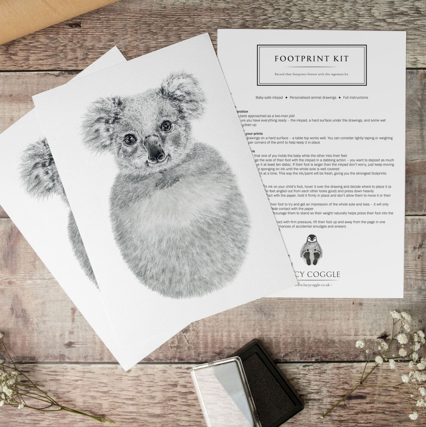 Personalised Baby Koala Footprint Kit Lucy Coggle