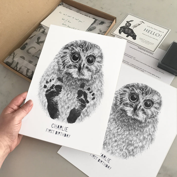 Personalised Baby Owl Footprint Kit