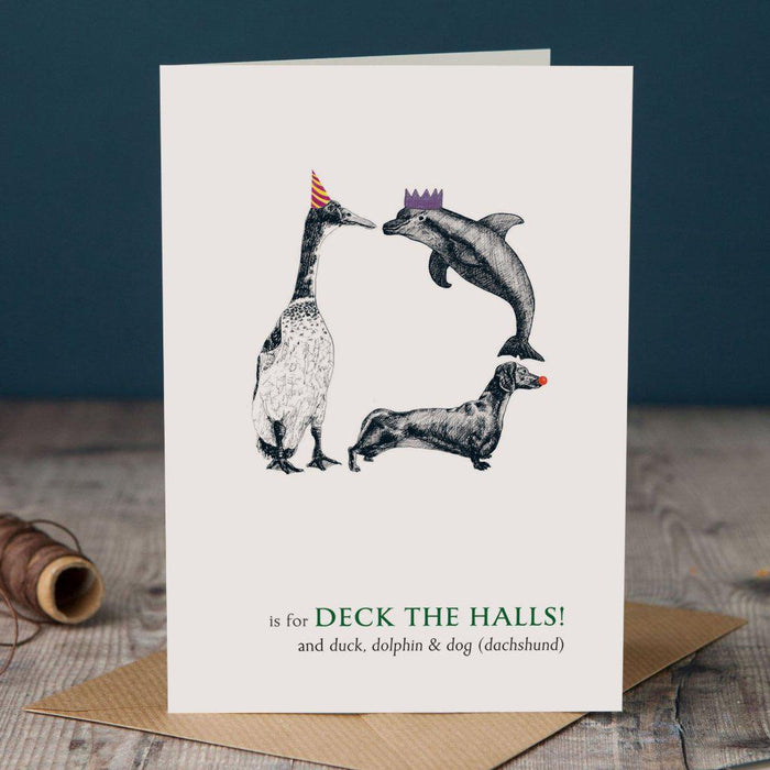 Christmas D is for Deck the Halls Card-Lucy Coggle