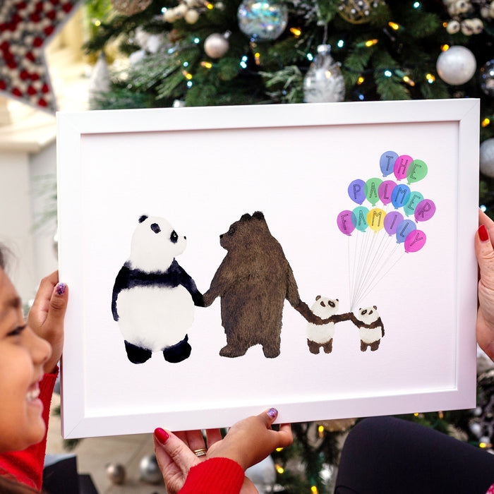 Personalised Family Of Bears with Balloons Print