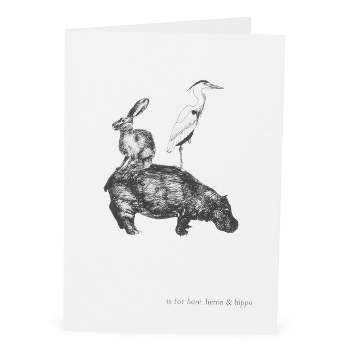 H is for Hare, Heron & Hippo Card-Lucy Coggle