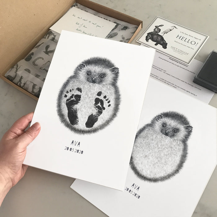 Personalised Baby Hedgehog Footprint Kit