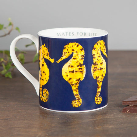 Large Bone China Seahorse Mug-Lucy Coggle