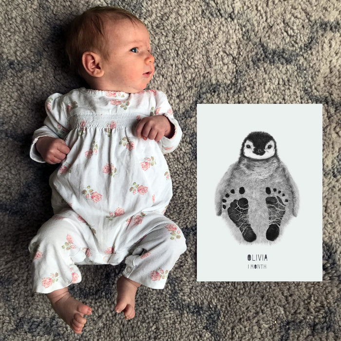 Personalised Baby Penguin Footprint Kit