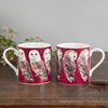 Pair of Bone China Barn Owl Mugs-Lucy Coggle