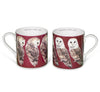 Pair of Bone China Barn Owl Mugs-Lucy Coggle