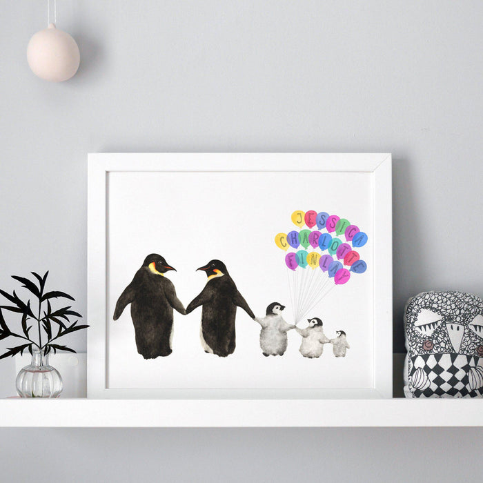 Personalised Family Of Penguins Print-Lucy Coggle