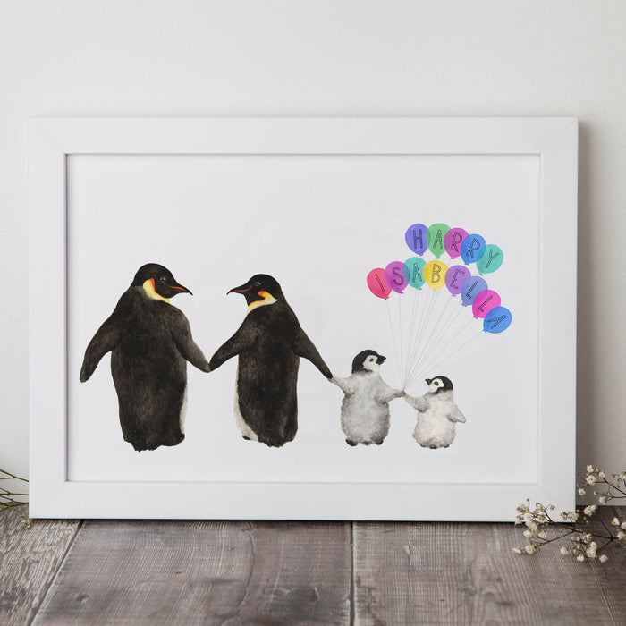 Personalised Family Of Penguins Print-Lucy Coggle