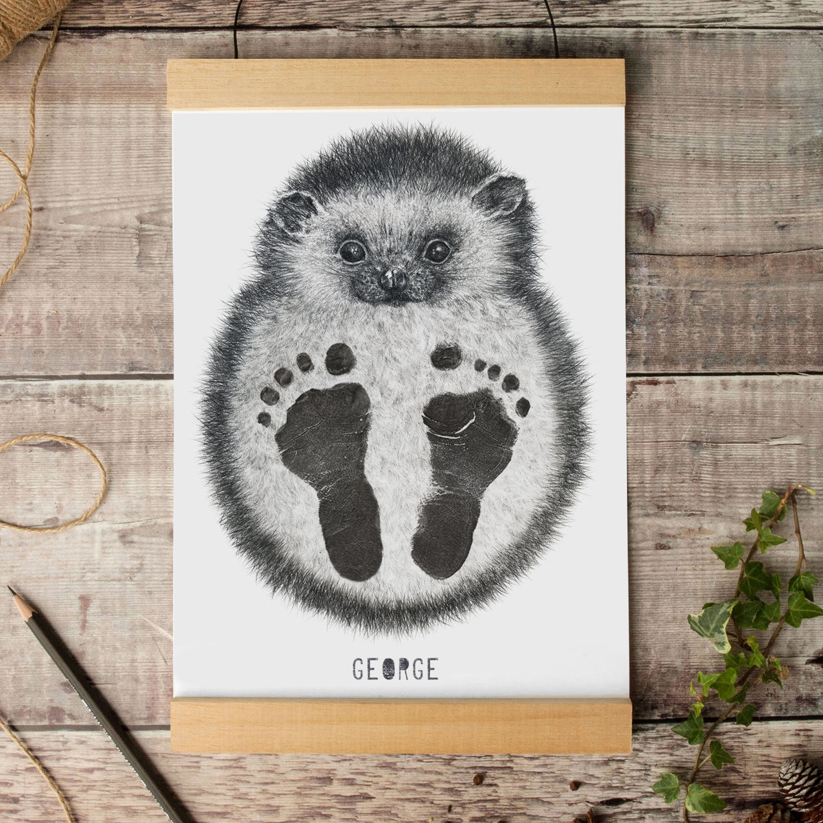 Hedgehog Baby Footprint Kit Canvas - Memorialize Baby Foot Prints