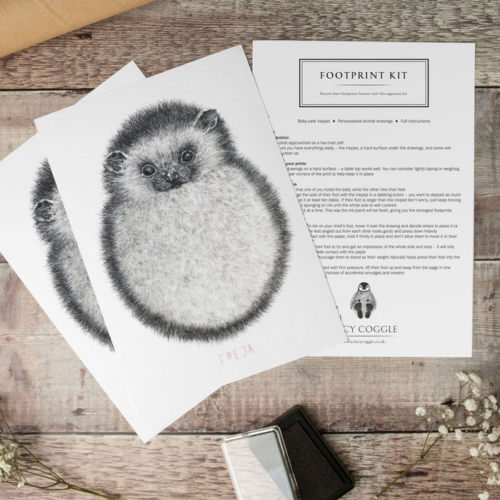 Personalised Baby Hedgehog Footprint Kit