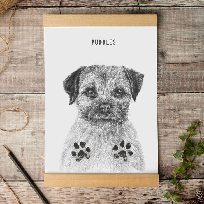 Personalised Border Terrier Paw Print Keepsake Kit