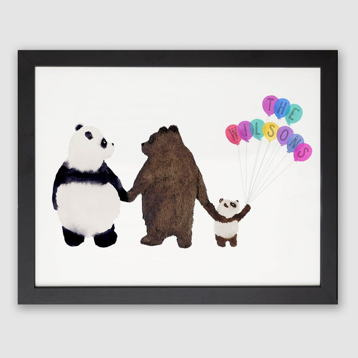 Personalised Family Of Bears with Balloons Print