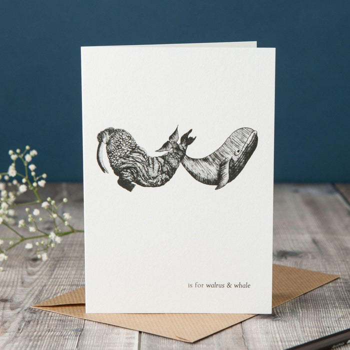 W is for Whale and Walrus Card-Lucy Coggle