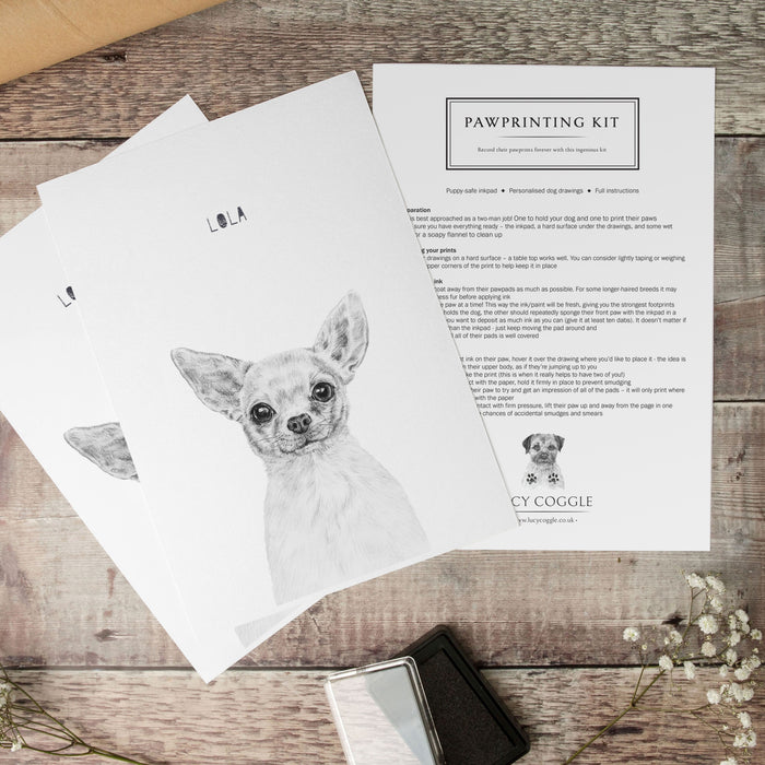 Personalised Chihuahua Paw Print Keepsake Kit