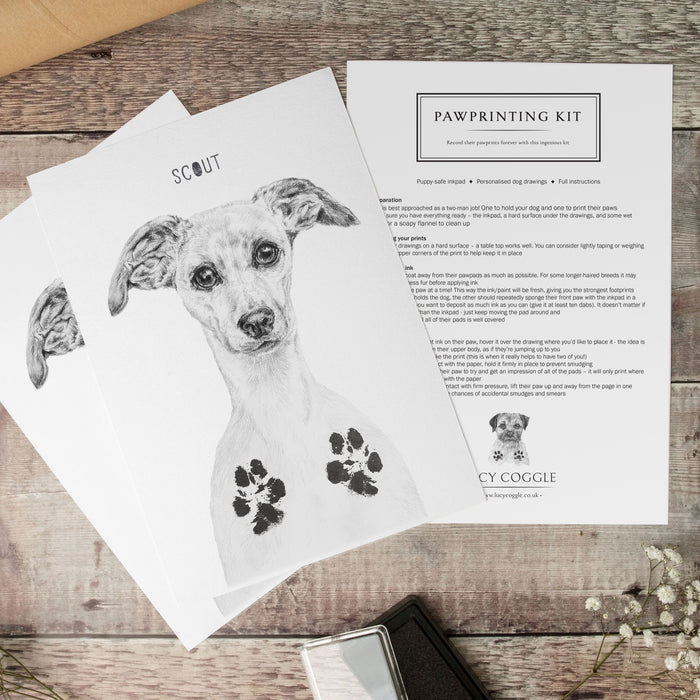 Personalised Whippet Paw Print Keepsake Kit